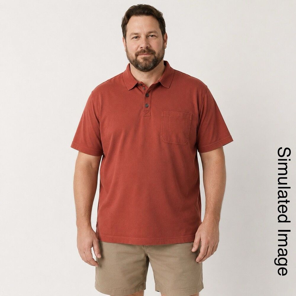 Duluth Trading Co No Polo Shirt Mens XL Brickhouse Red Cotton Pocket NWT